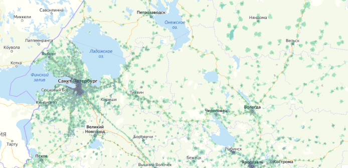 Зона покрытия МТС на карте Дегтярск 